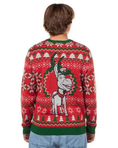 Shrek Ugly Sweater for Christmas Men's Donkey Fair Isle Holiday Knit Pullover