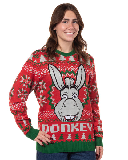 Shrek Ugly Sweater for Christmas Men's Donkey Fair Isle Holiday Knit Pullover