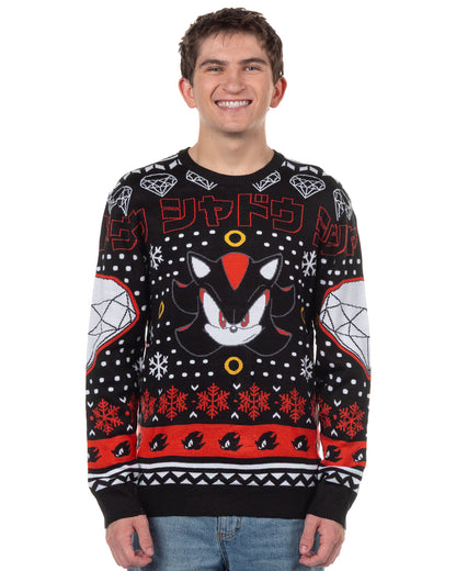 Sonic The Hedgehog Christmas Ugly Sweater Shadow Adult Knit Pullover