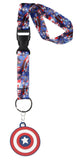 Marvel Captain America Wristlet Strap Lanyard for Keys with Keychain