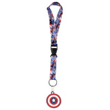 Marvel Captain America Wristlet Strap Lanyard for Keys with Keychain