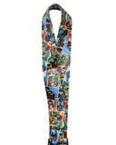 Marvel Comic Book Pages Wristlet Strap Lanyard for Keys with 2" Rubber Keychain