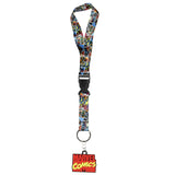 Marvel Comic Book Pages Wristlet Strap Lanyard for Keys with 2" Rubber Keychain