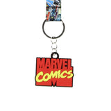 Marvel Comic Book Pages Wristlet Strap Lanyard for Keys with 2" Rubber Keychain