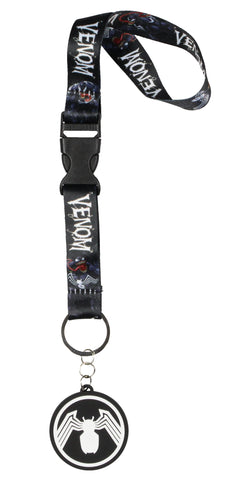 Marvel Venom Wristlet Strap Lanyard for Keys with 2" Rubber Keychain