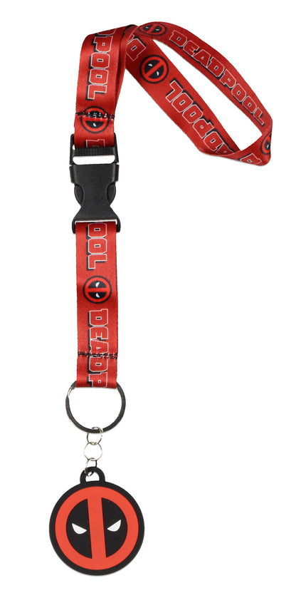 Marvel Deadpool Logo Wrist Strap Lanyard for Keys with 2" Rubber Keychain