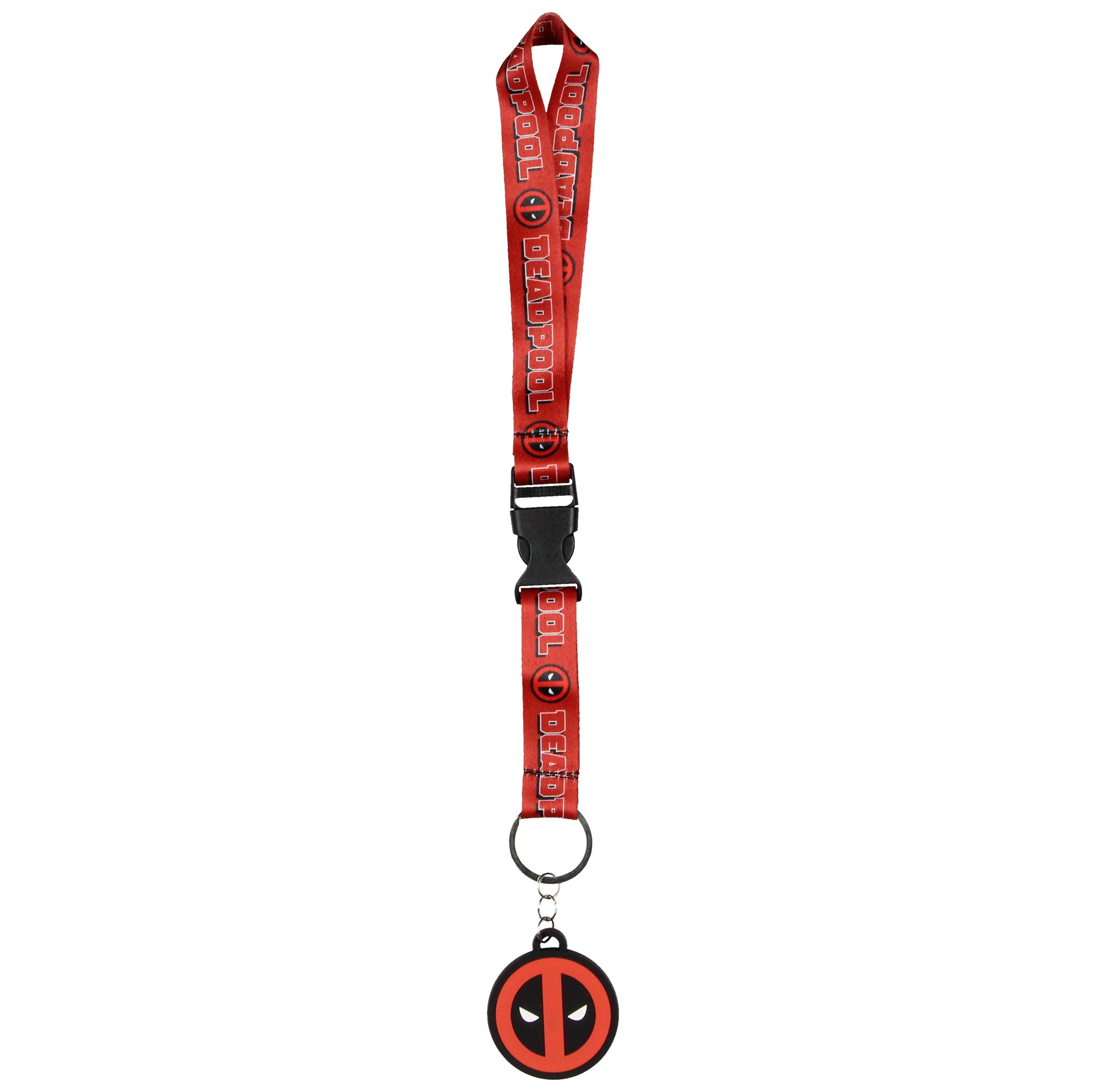 Marvel Deadpool Logo Wrist Strap Lanyard for Keys with 2" Rubber Keychain