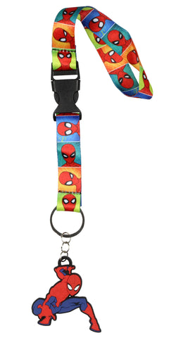 Marvel Spider-Man Many Faces Wristlet Strap Lanyard for Keys with 2" Keychain