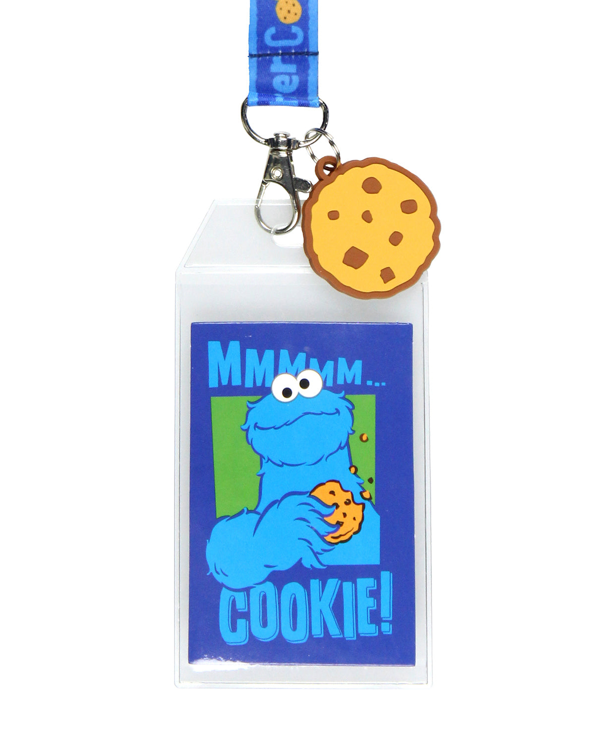 Sesame Street Cookie Monster Reversible ID Lanyard Badge Cookie Rubber Pendant