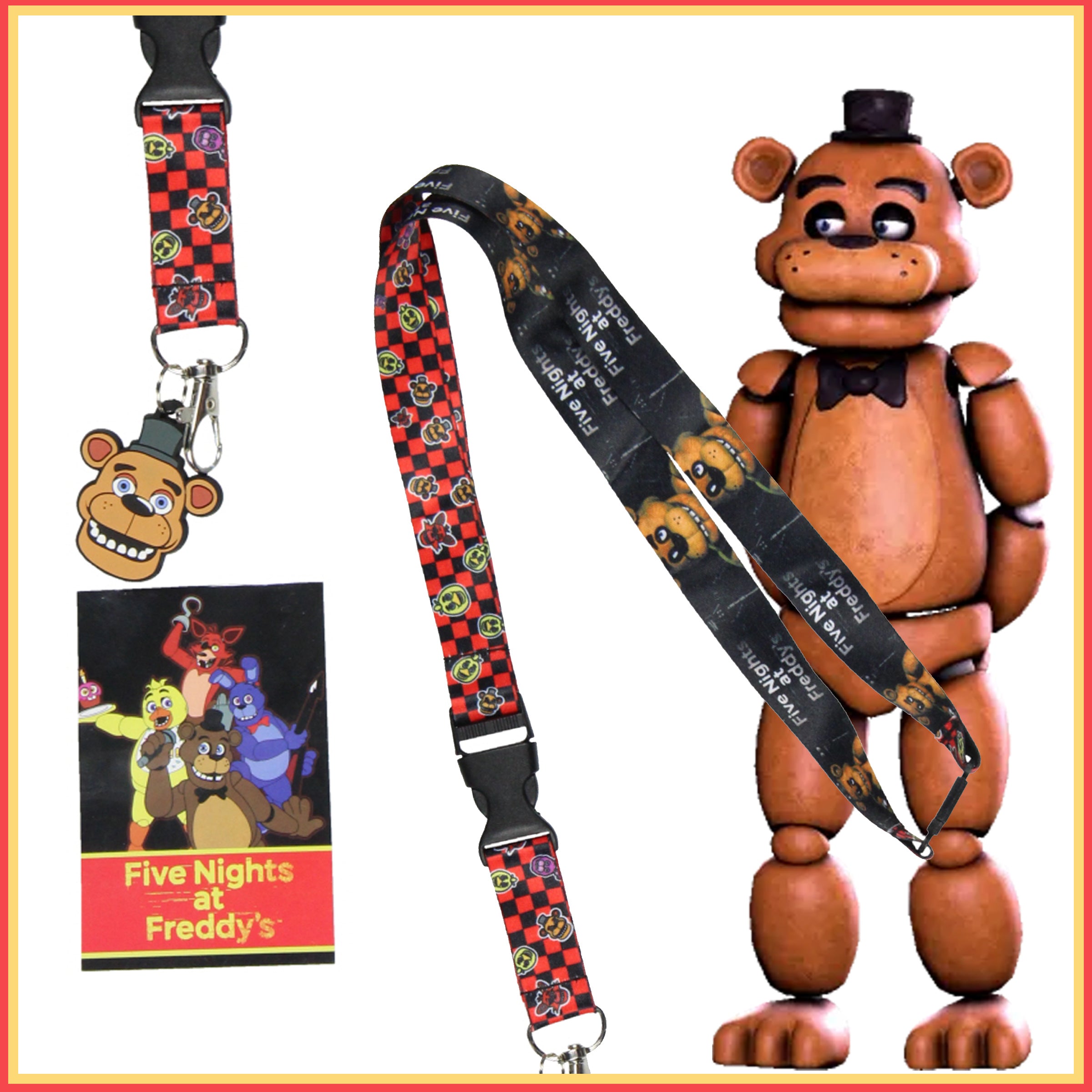 Five Nights At Freddy's FNAF Reversible ID Lanyard Freddy Fazbear Rubber Pendant
