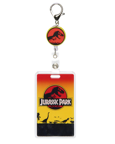 Jurassic Park Rubber Dino Design Badge Reel ID Badge Holder Retractable Lanyard