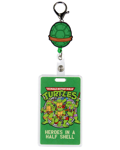 TMNT Turtle Rubber Shell Badge Reel Retractable Lanyard with Lobster Claw Clasp