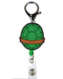 TMNT Turtle Rubber Shell Badge Reel Retractable Lanyard with Lobster Claw Clasp