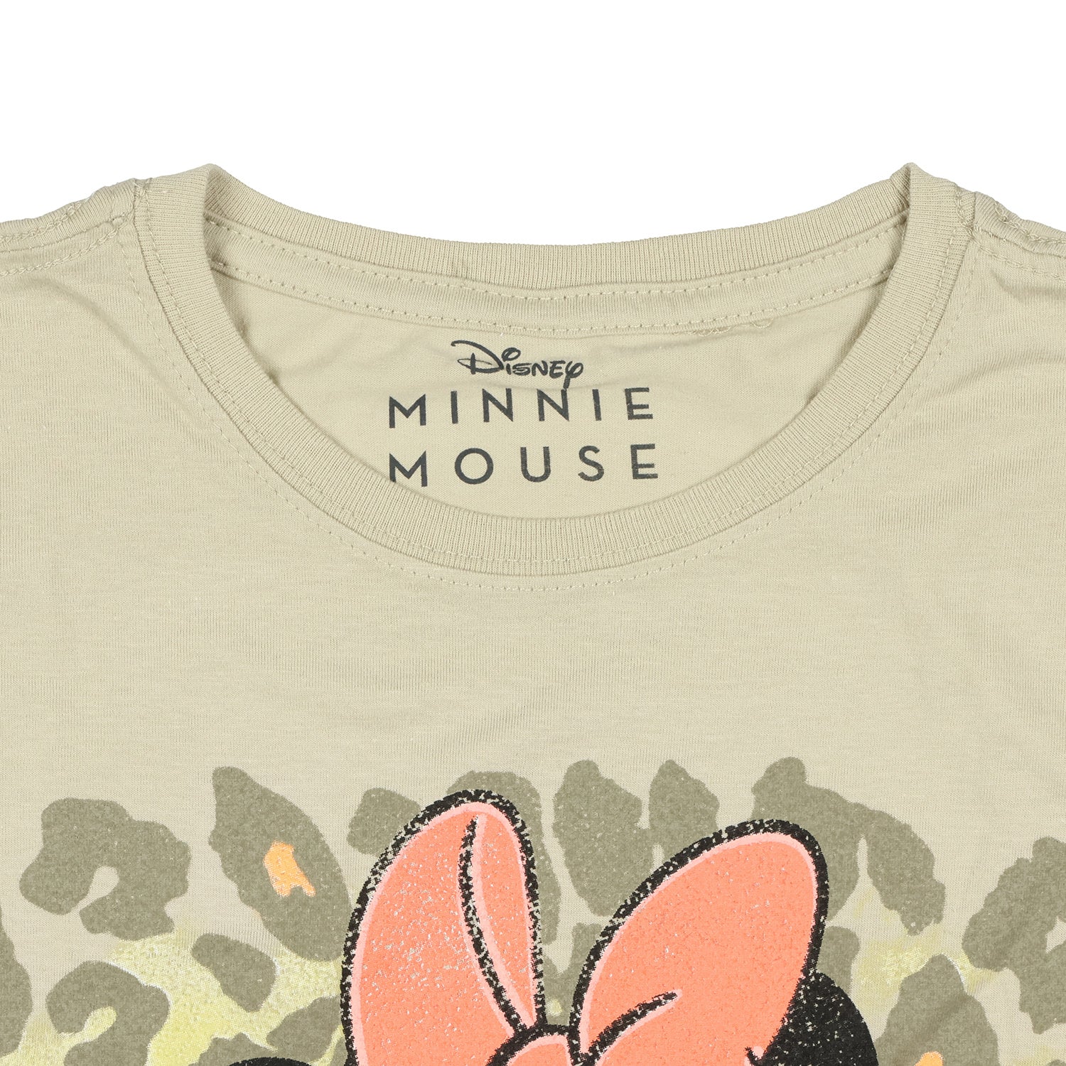 Disney Women's Minnie Mouse Distressed Classic Pose Leopard T-Shirt