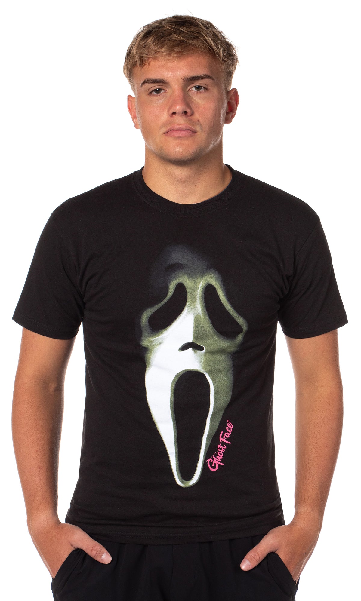 Horror Film Men's Ghostface Mask Disguise Graphic Print T-Shirt