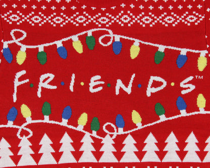 Friends TV Series Men's Logo And Holiday Lights Ugly Sweater for Christmas