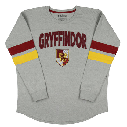 Harry Potter Houses Embroidered Varsity Jersey Pullover Long Sleeve Tops For Women - Gryffindor, Ravenclaw, Slytherin, Hufflepuff