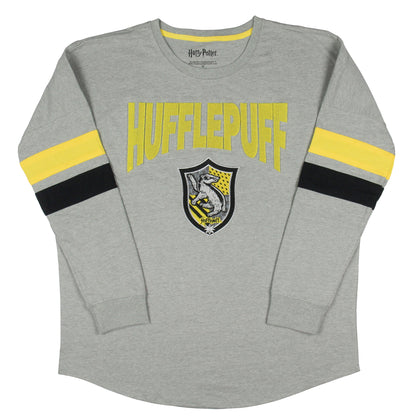 Harry Potter Houses Embroidered Varsity Jersey Pullover Long Sleeve Tops For Women - Gryffindor, Ravenclaw, Slytherin, Hufflepuff