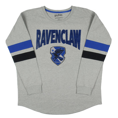Harry Potter Houses Embroidered Varsity Jersey Pullover Long Sleeve Tops For Women - Gryffindor, Ravenclaw, Slytherin, Hufflepuff