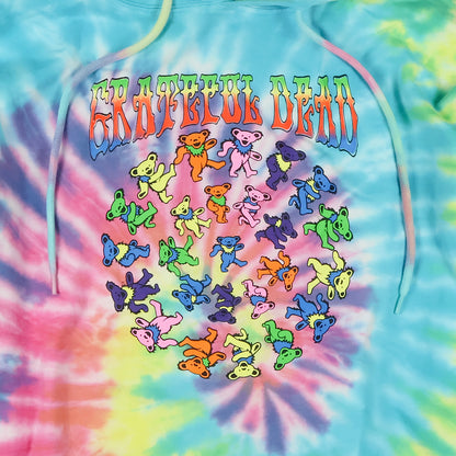Grateful Dead Hoodie Men's Spiral Tie Dye Dancing Bears Sweatshirt