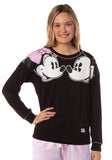 Disney Women's Minnie and Mickey Face To Face L/S Lounge Pajama Top