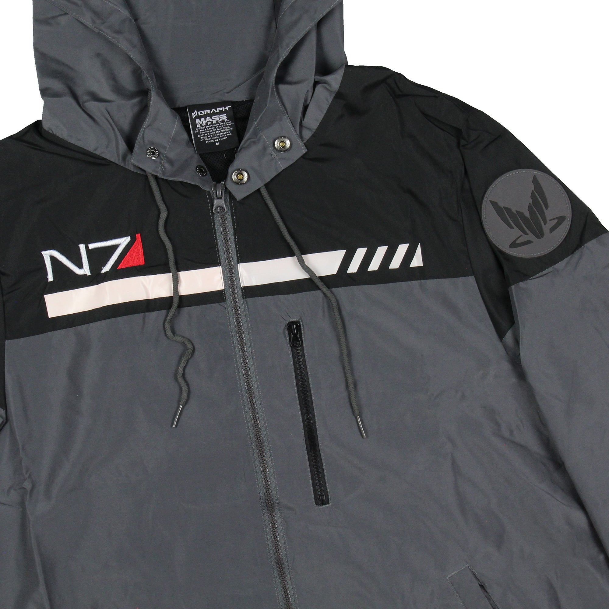 Mass Effect Men's N7 Logo Special Tactics Windbreaker Jacket With Hood