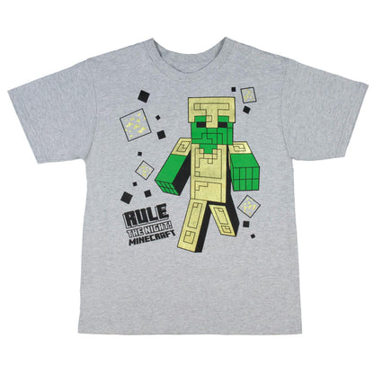 Minecraft Boy's Rule the Night Zombie Gold Armor T-Shirt (XL)