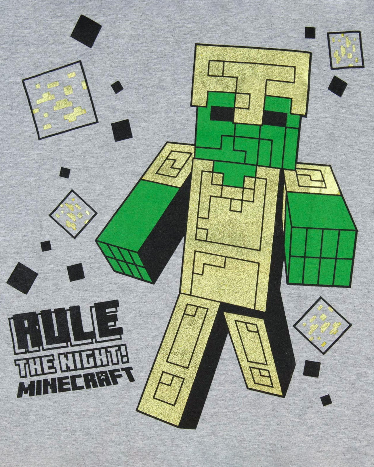Minecraft Boy's Rule the Night Zombie Gold Armor T-Shirt (XL)