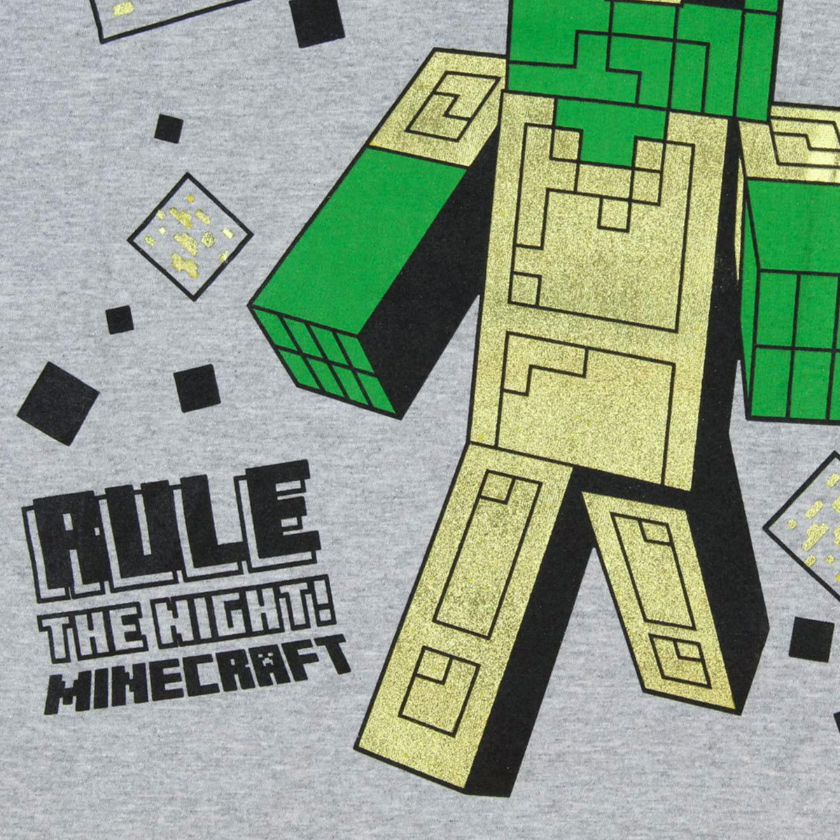 Minecraft Boy's Rule the Night Zombie Gold Armor T-Shirt (XL)