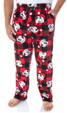 Disney Mickey Mouse Mens Plaid Minky Plush Fleece Pajama Pants