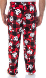 Disney Mickey Mouse Mens Plaid Minky Plush Fleece Pajama Pants