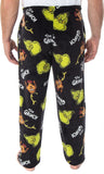 Dr. Seuss Men's GRINCH Sneaky Face Fleece Plush Pajama Pants