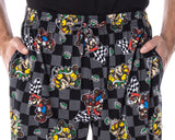 Nintendo Men's Mario Kart Checkered Flag Race Soft Touch Cotton Pajama Pants