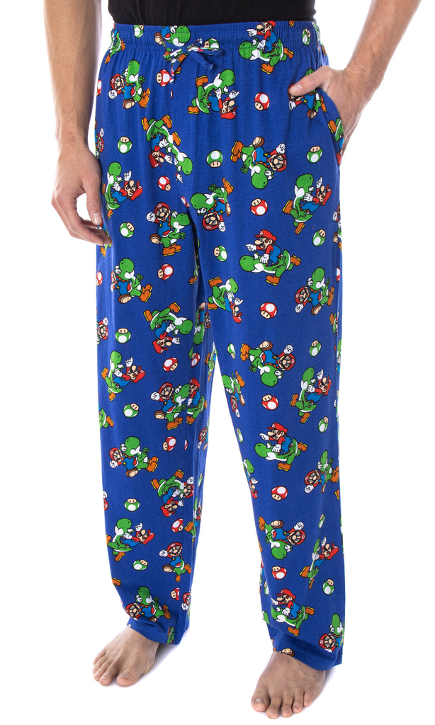 Nintendo Men's Mario and Yoshi Power Up Soft Touch Cotton Pajama