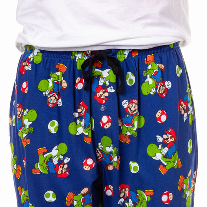 Nintendo Men's Mario and Yoshi Power Up Soft Touch Cotton Pajama Pants