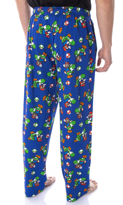 Nintendo Men's Mario and Yoshi Power Up Soft Touch Cotton Pajama Pants
