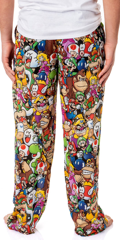 Nintendo Super Mario Pajama Pants Men's Character Collage Loungewear