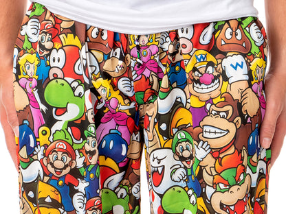 Nintendo Super Mario Pajama Pants Men's Character Collage Loungewear