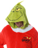 Unisex Adult The Grinch Santa Hooded Costume Union Suit One-Piece Pajama (Medium)