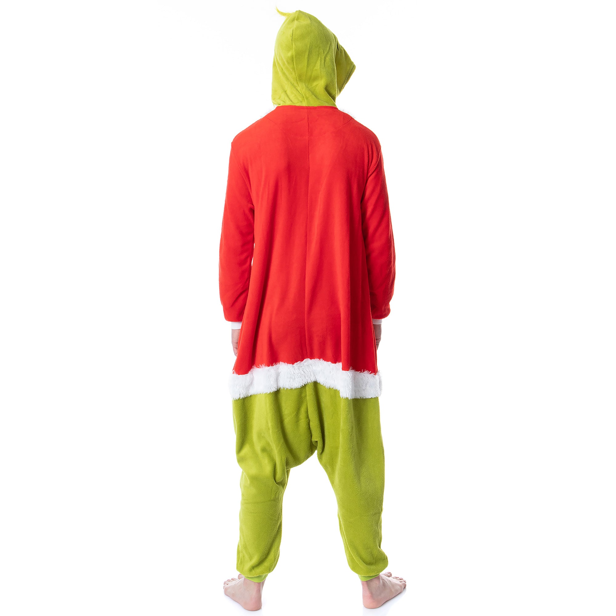 Unisex Adult The Grinch Santa Hooded Costume Union Suit One-Piece Pajama
