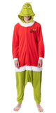 Unisex Adult The Grinch Santa Hooded Costume Union Suit One-Piece Pajama