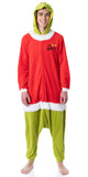 Unisex Adult The Grinch Santa Hooded Costume Union Suit One-Piece Pajama (Medium)