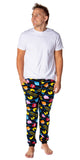 Pacman Men's Ghost Chase Allover Pattern Knit Jogger Pajama Pants