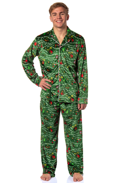 Dr. Seuss GRINCH Christmas Tossed Print Collar Sleep Pajama Set