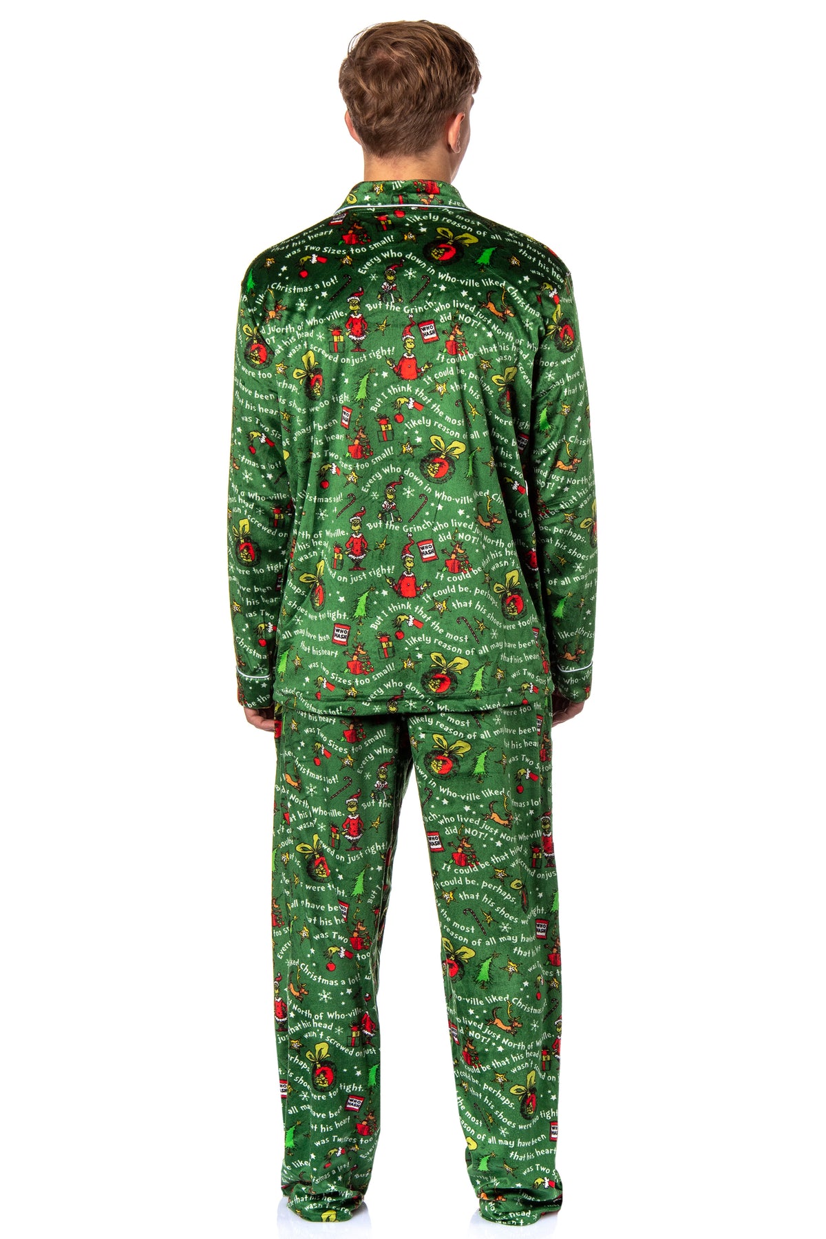 Dr. Seuss GRINCH Christmas Tossed Print Collar Sleep Pajama Set