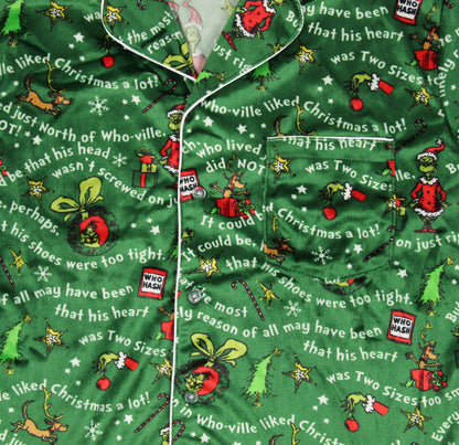 Dr. Seuss GRINCH Christmas Tossed Print Collar Sleep Pajama Set