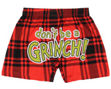 Dr. Seuss The Grinch Men's Don't Be A Grinch Plaid Boxers Underwear