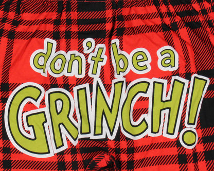Dr. Seuss The Grinch Men's Don't Be A Grinch Plaid Boxers Underwear