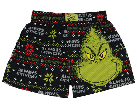 How the Grinch Stole Christmas Men's Always Grinchy Fairisle Boxer Shorts