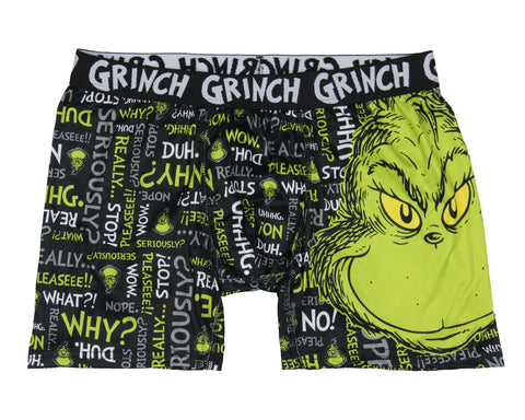 How the Grinch Stole Christmas Men's All-Over Grinch Quotes Boxer Briefs